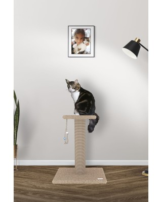 Çıtır 65 cm Kalın Sütunlu L Kedi Tırmalama Direği - BEJ