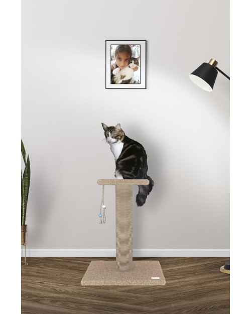 Çıtır 65 cm Kalın Sütunlu L Kedi Tırmalama Direği - BEJ