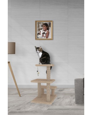 Pati Katlı Kedi Tırmalama ve Oyun Platformu - BEJ
